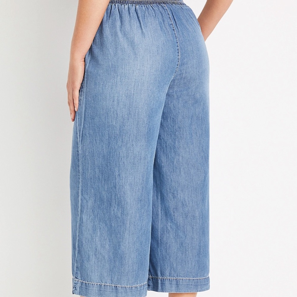 New with tag one 5 one size large wide leg high-rise denim capris - Picture 3 of 3